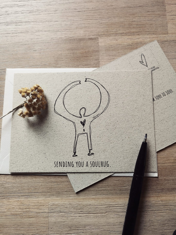 📮 „Sending you a Soulhug“ – Die besondere Postkarte (4 Stück) für echte Herzensmomente